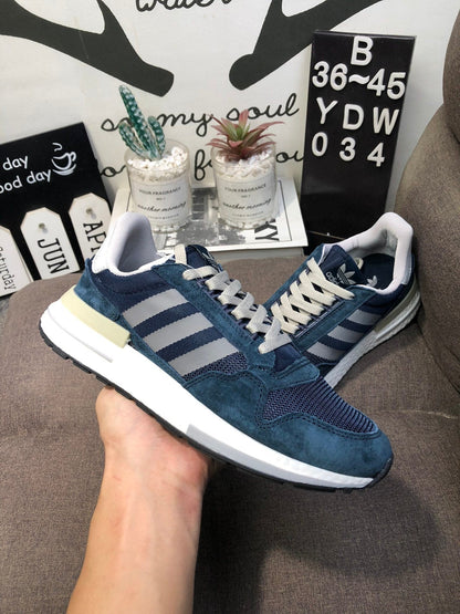 Adidas ZX 500 Retro Sneakers in Navy and Gray YDW034