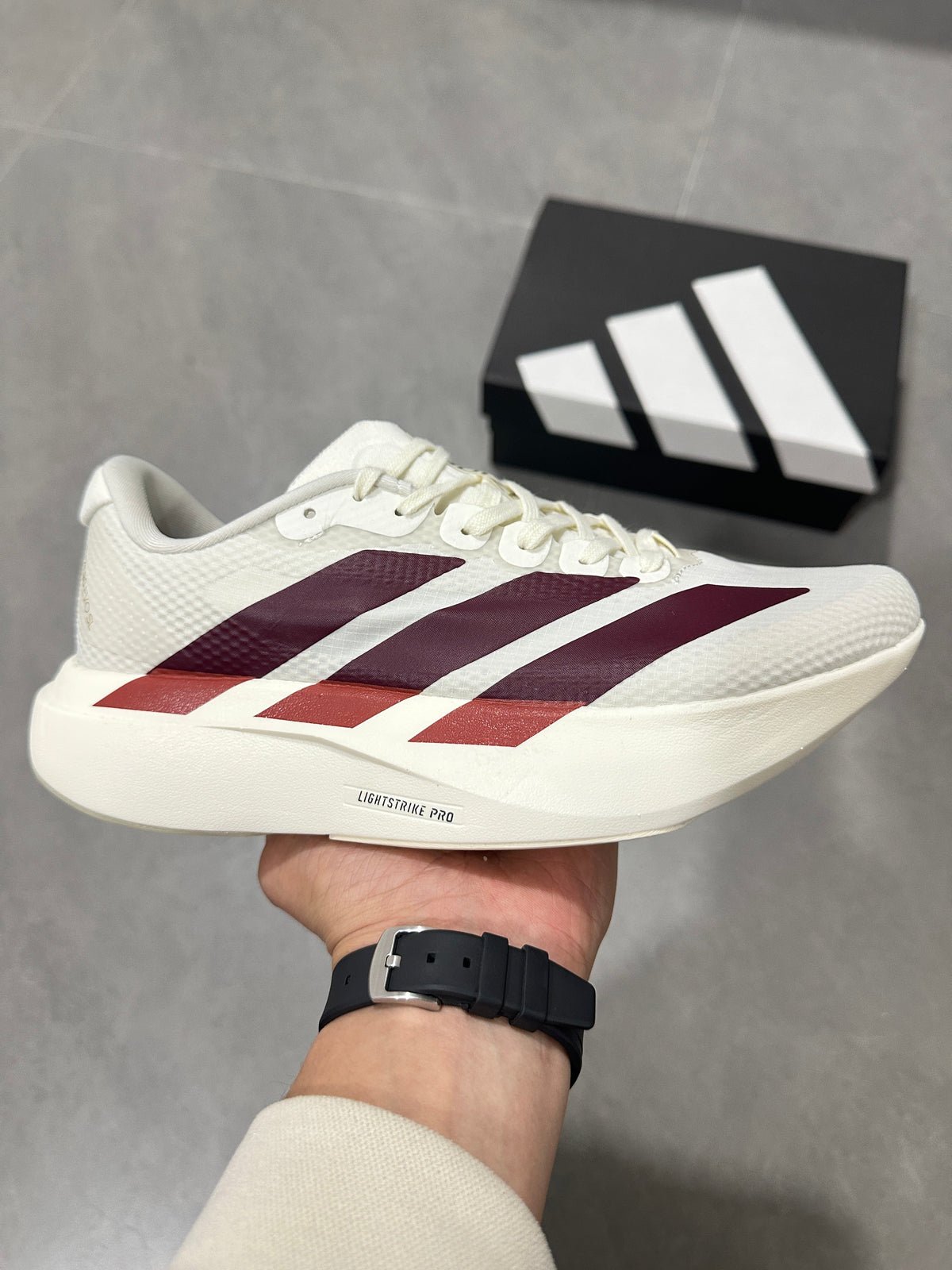 Adidas Lightstrike Pro Running Shoes in White and Burgundy