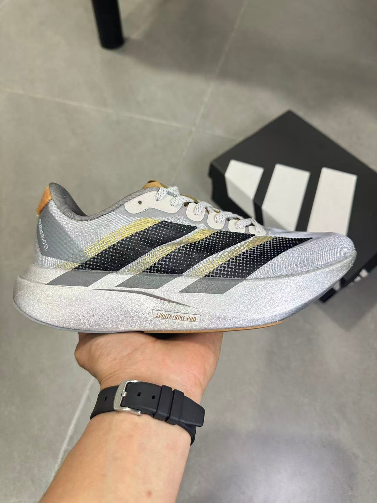 Adidas Adizero Evo SL Running Shoes Silver Black KK4310