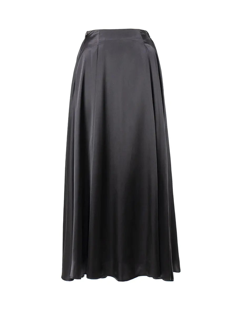 2026 Summer Elegant High Waist Satin Maxi Skirt