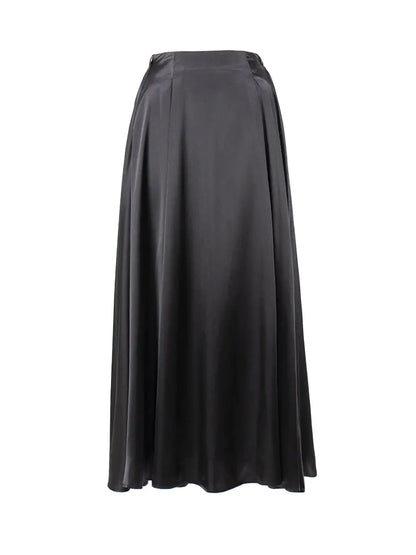 2026 Summer Elegant High Waist Satin Maxi Skirt