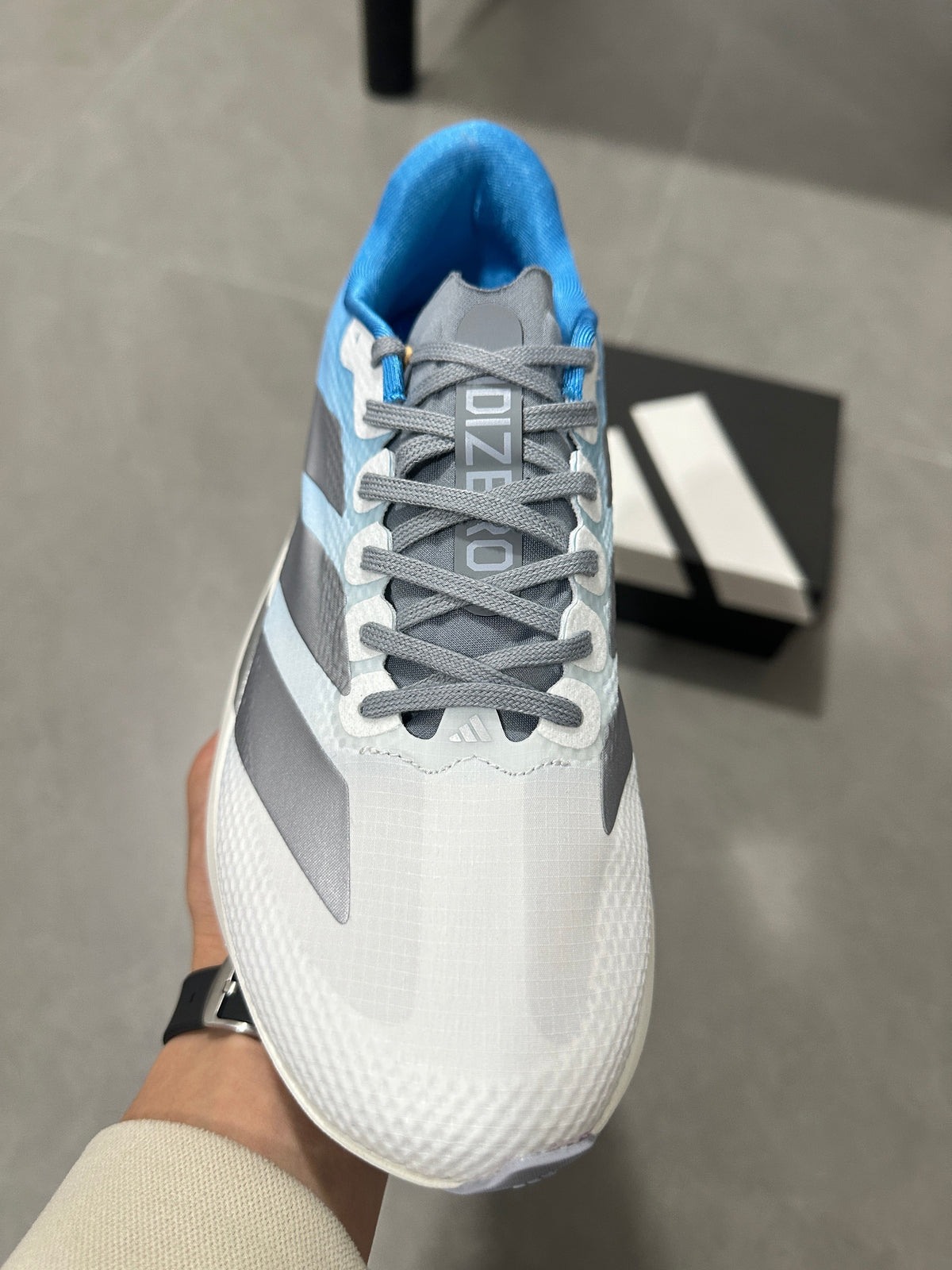 adidas Adizero EVO SL White Blue Running Shoes JR2027