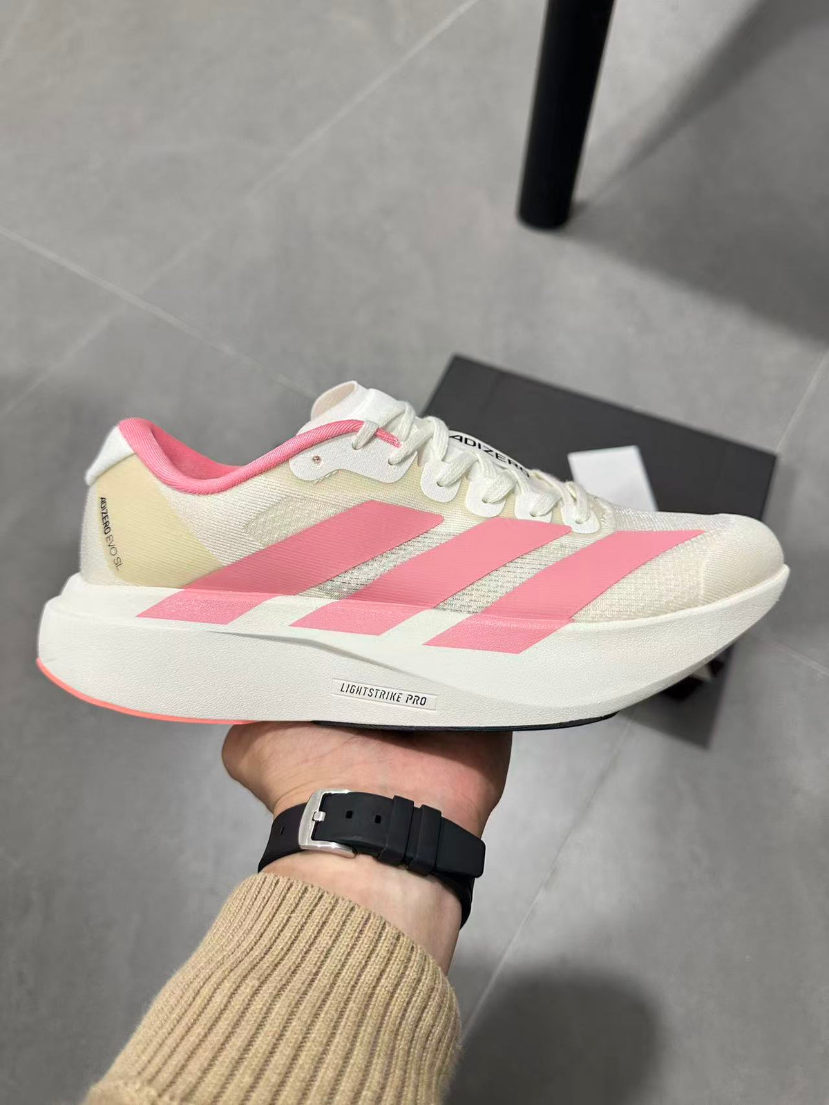 adidas Adizero Lightstrike Pro Running Shoes White Pink