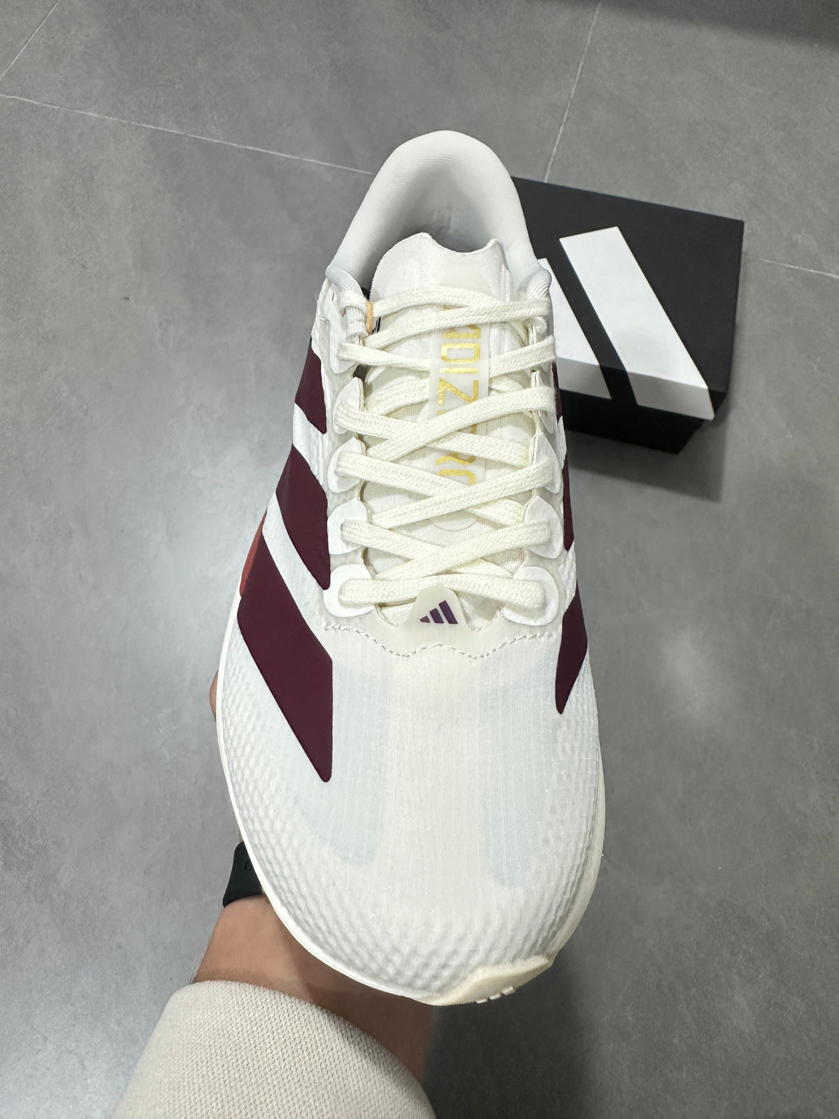 Adidas Lightstrike Pro Running Shoes in White and Burgundy