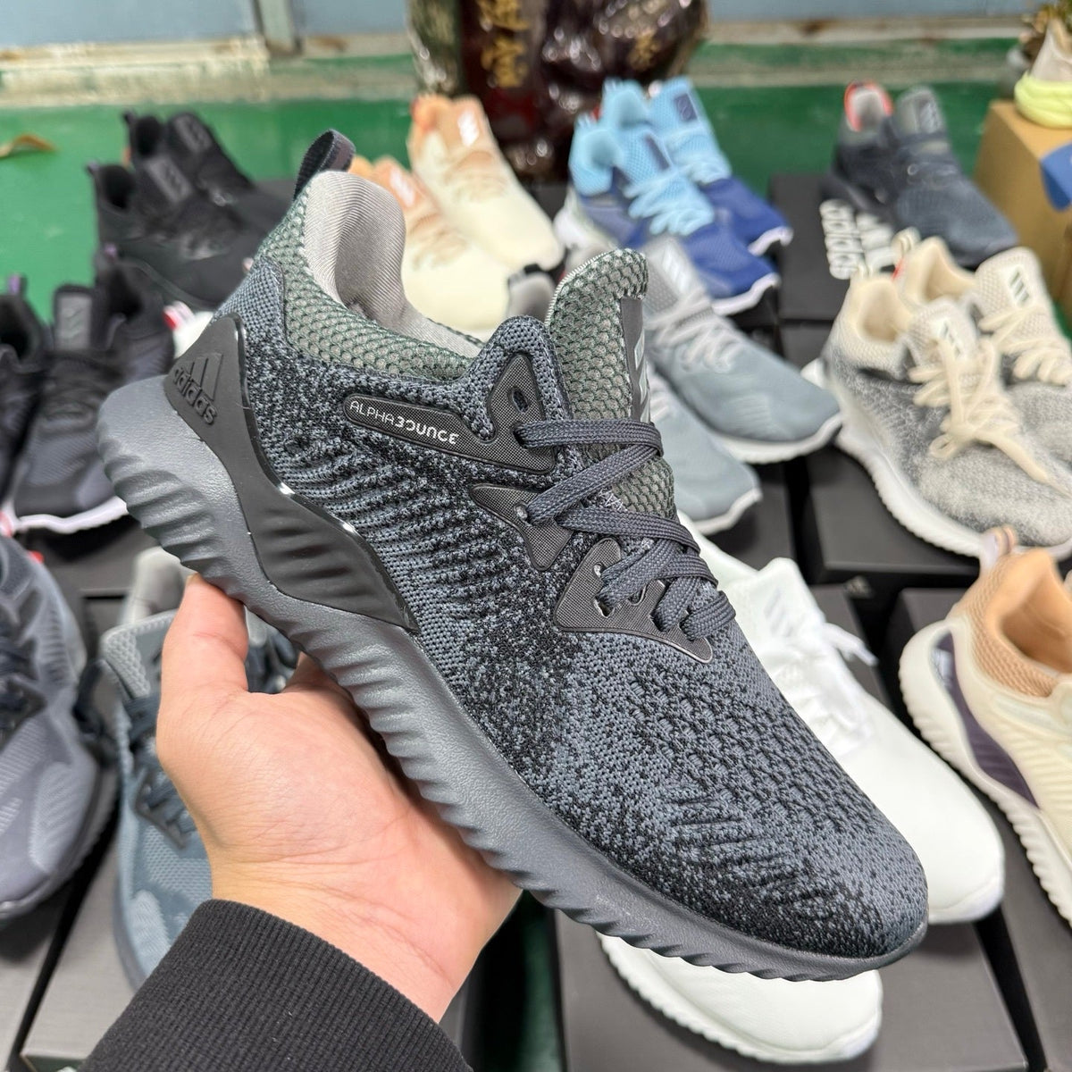 adidas AlphaBounce HPC Sneakers in Dark Gray Green