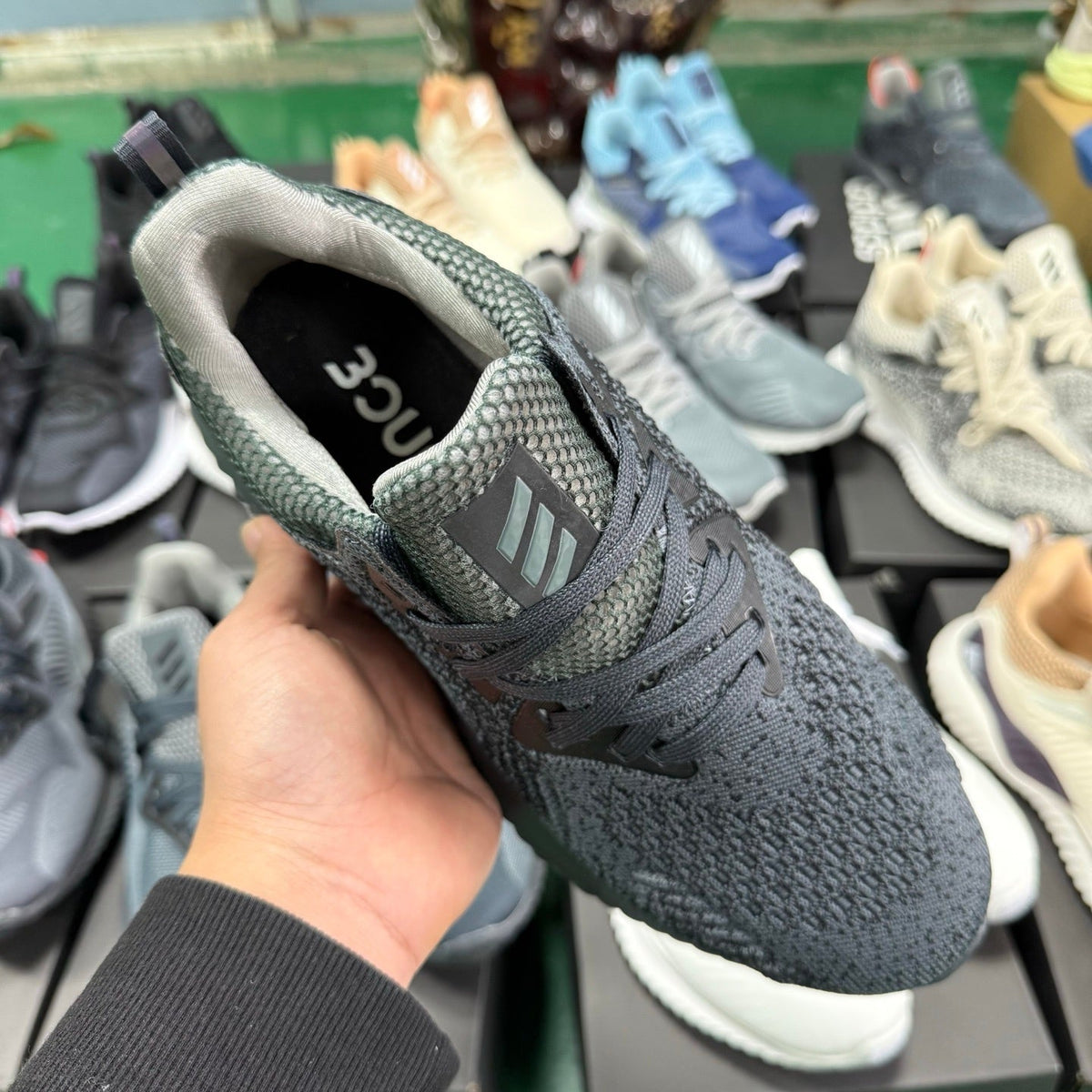 adidas AlphaBounce HPC Sneakers in Dark Gray Green