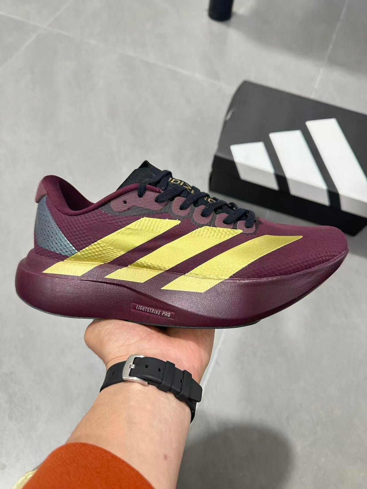 Adidas Lightstrike Pro Running Shoes Burgundy Gold JQ4443