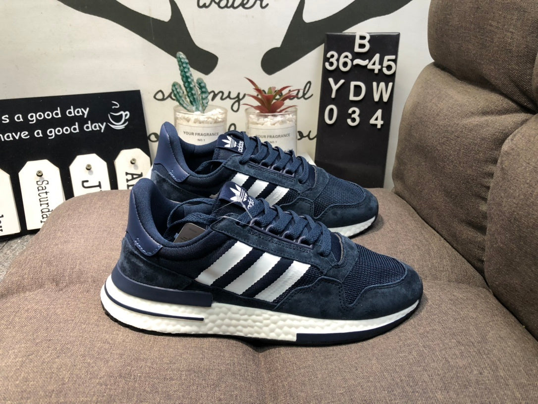 Adidas ZX 500 Navy and White Retro Sneakers YDW034