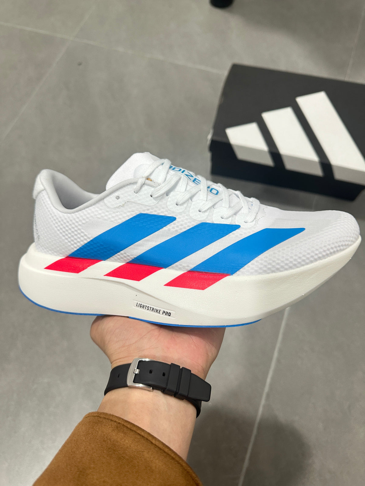 Adidas Lightstrike Pro Running Shoes White Blue Red KJ3596