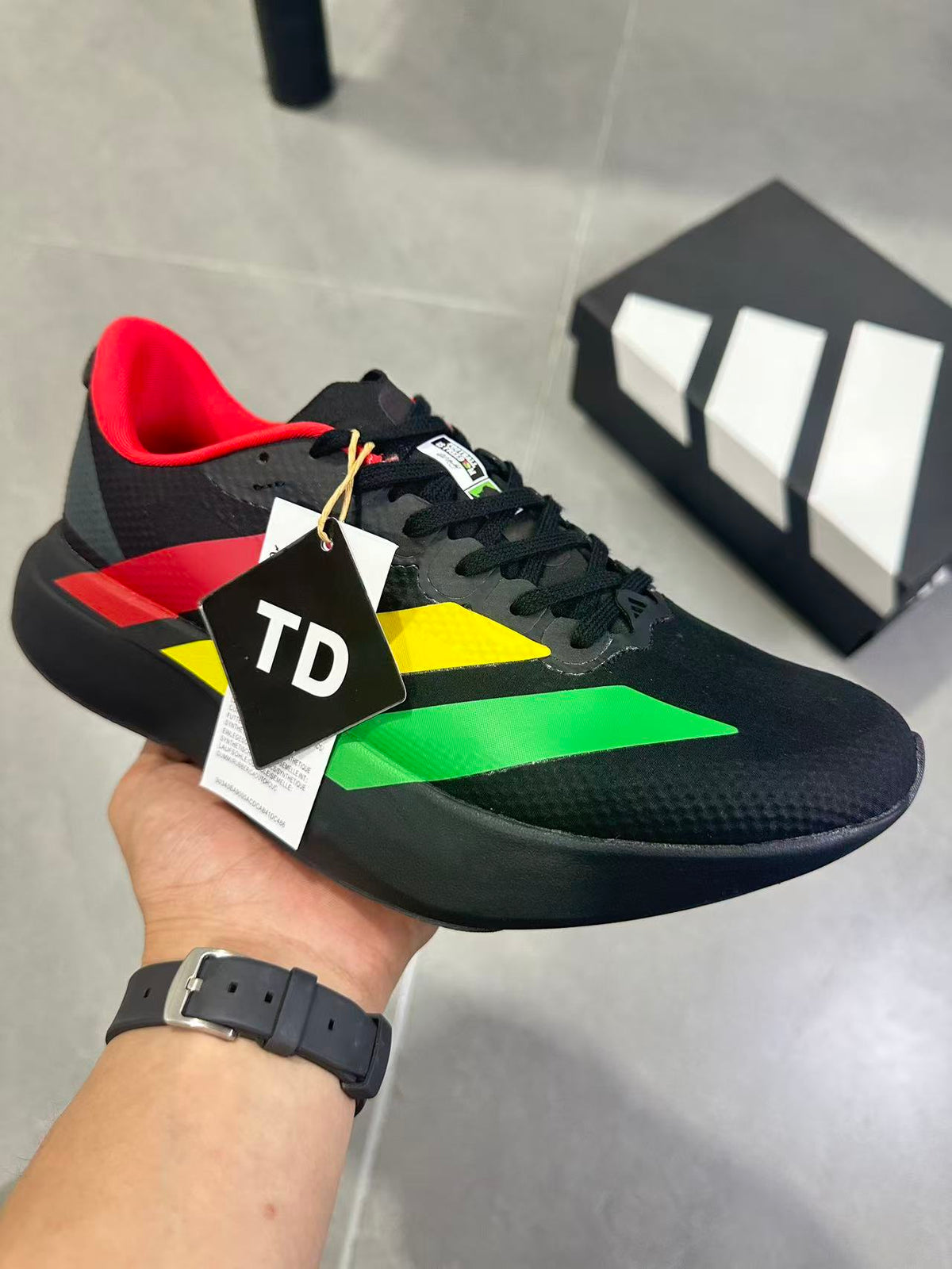 Adidas Lightstrike Pro Running Shoes, Black Green Yellow Red KJ6160