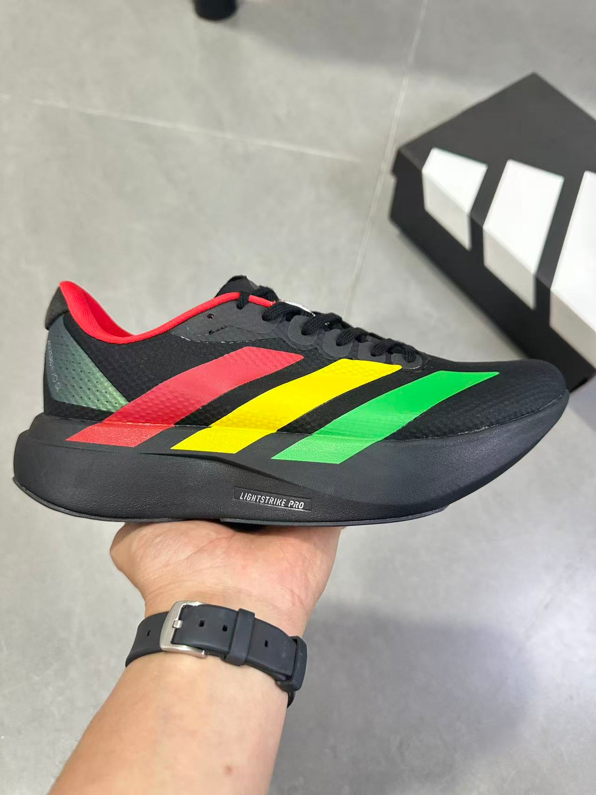 Adidas Lightstrike Pro Running Shoes, Black Green Yellow Red KJ6160