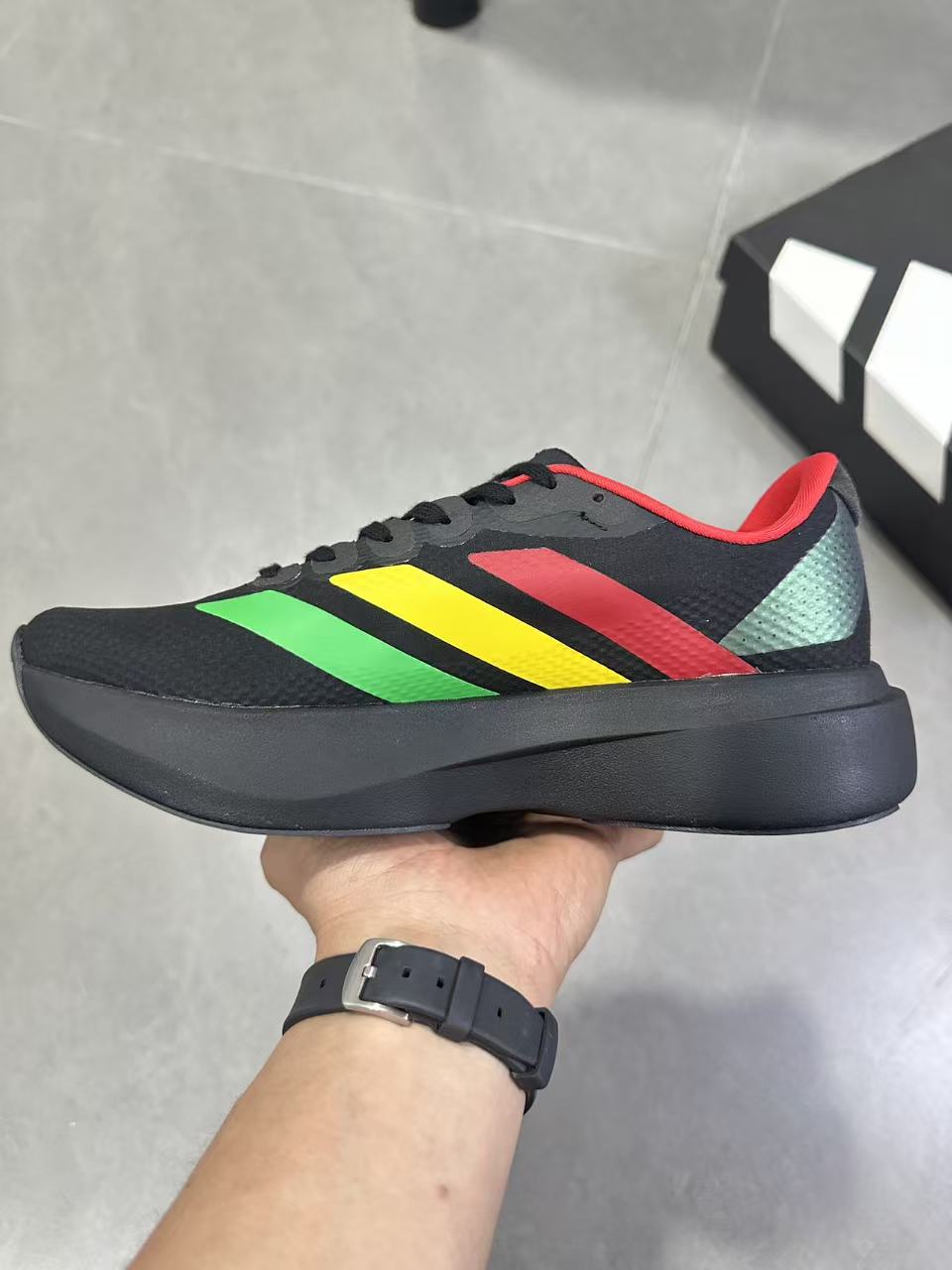 Adidas Lightstrike Pro Running Shoes, Black Green Yellow Red KJ6160