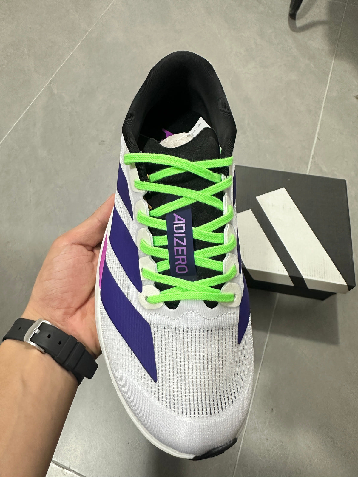 Adizero Lightstrike Pro Running Shoes White Purple Green