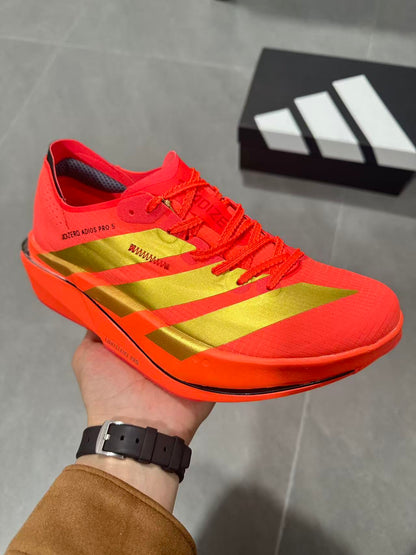 Adidas Adizero Adios Pro 5 Running Shoes, Red and Lime