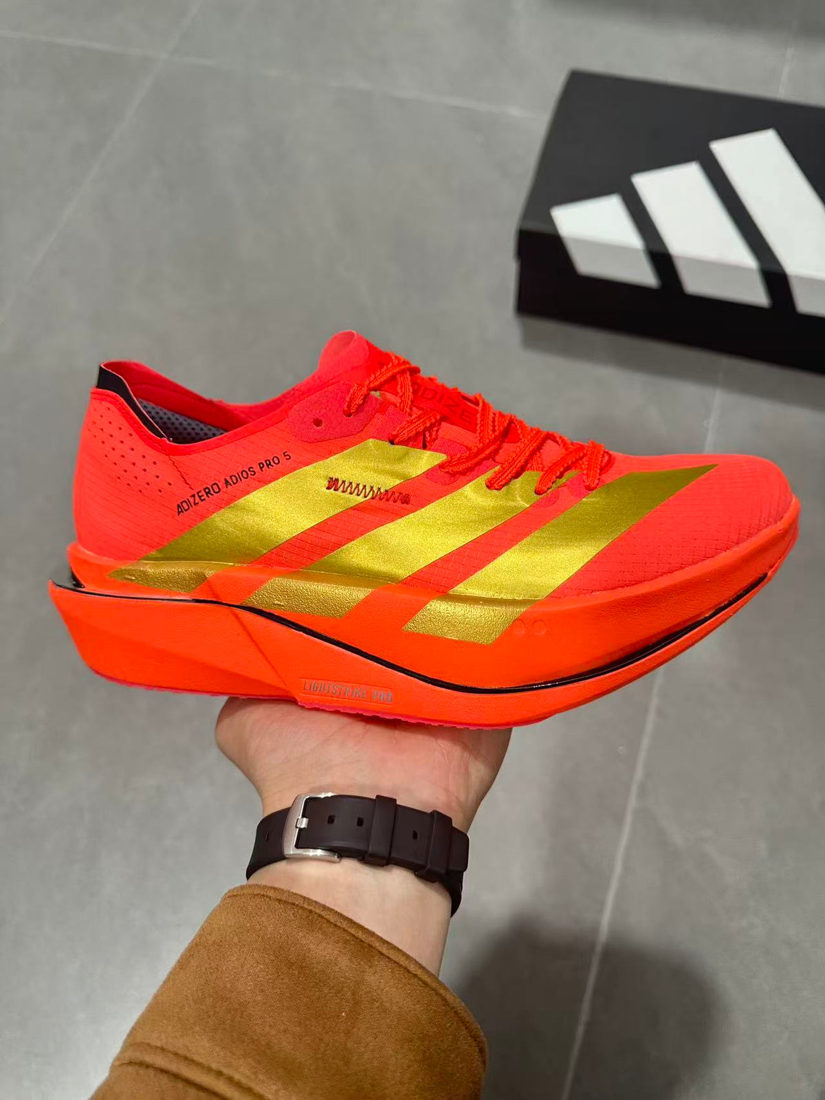 Adidas Adizero Adios Pro 5 Running Shoes, Red and Lime