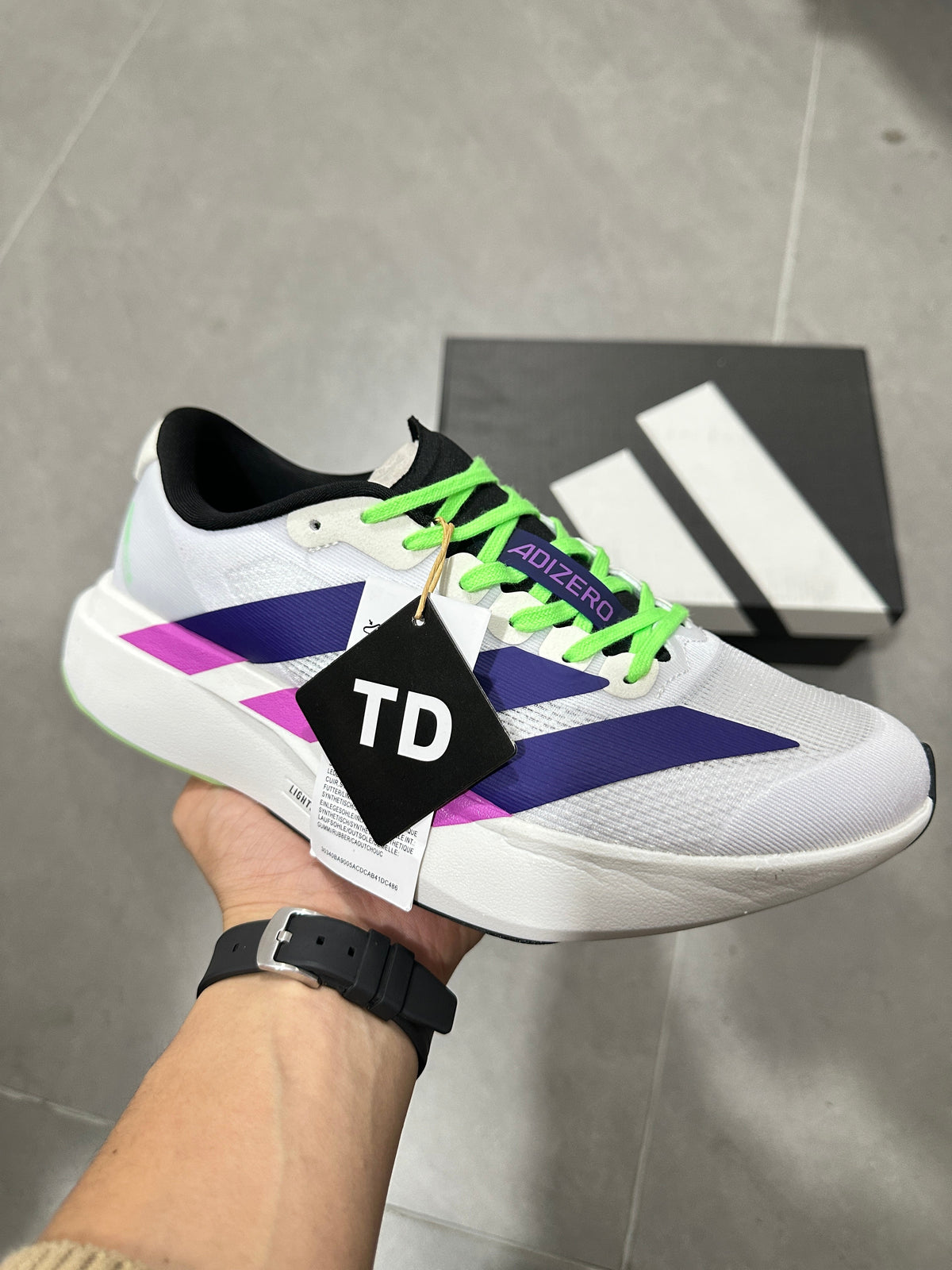 Adizero Lightstrike Pro Running Shoes White Purple Green