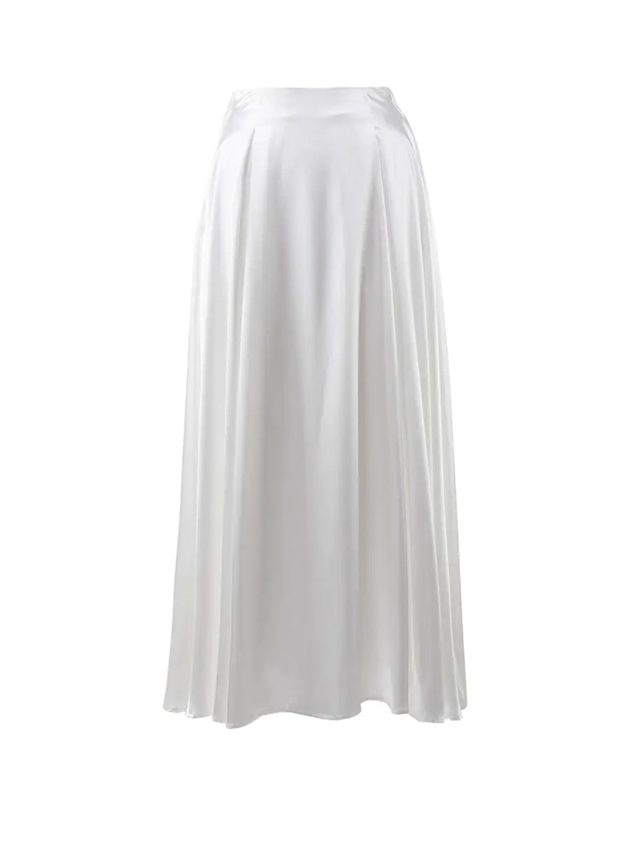 2026 Summer Elegant High Waist Satin Maxi Skirt