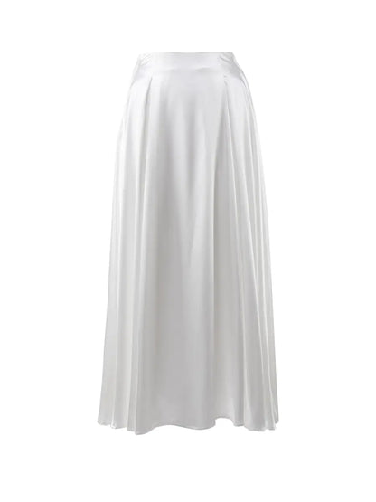 2026 Summer Elegant High Waist Satin Maxi Skirt