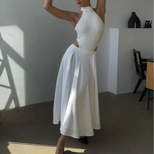 2026 Summer Elegant High Waist Satin Maxi Skirt