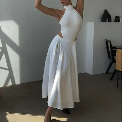 2026 Summer Elegant High Waist Satin Maxi Skirt
